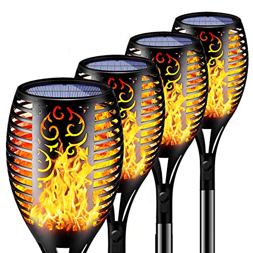Solar Flame Lights Outdoor Waterproof,LED Solar Torch Lights with Dancing Flickering Flames,Flashlight Safety Light for Garden Decoration Automatic On/Off Dusk to Dawn-4 Pack