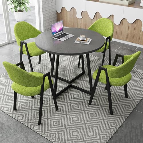 Round Dining Table and Chairs Set 4, Modern Reception Table and Soft Backrest Seat, Space-Saving Furniture Office Conference Tables, for Home Office Dining Ro,E