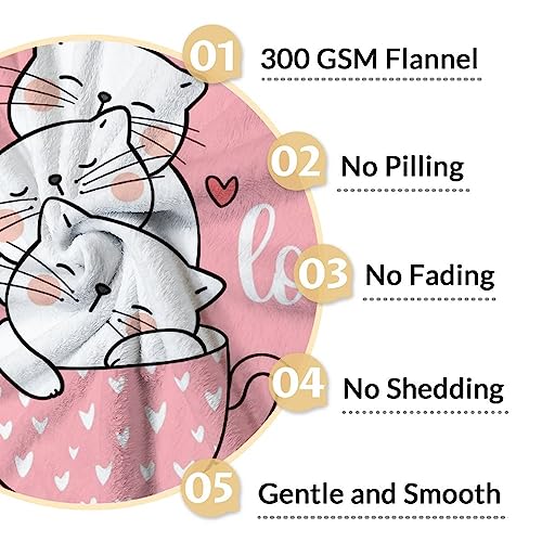Cat Blanket Gifts - 40"x50" Cute Throw for Girls - Pink Soft Fuzzy Blankets for Bed, Couch & Living Room