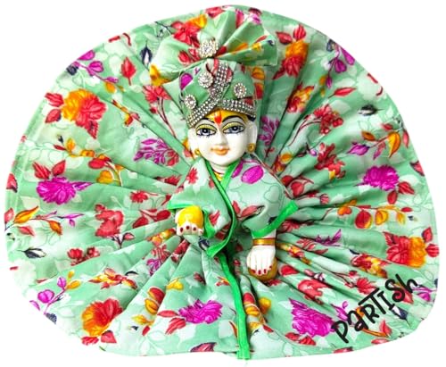 Image of Partish Laddu Gopal Summer Dress with Pagdi (Pack of 4) l Ladoo Gopal Cotton Dress l Kanha Ji Poshak Size 0 1 2 3 4 5 6 (G, Size 2)