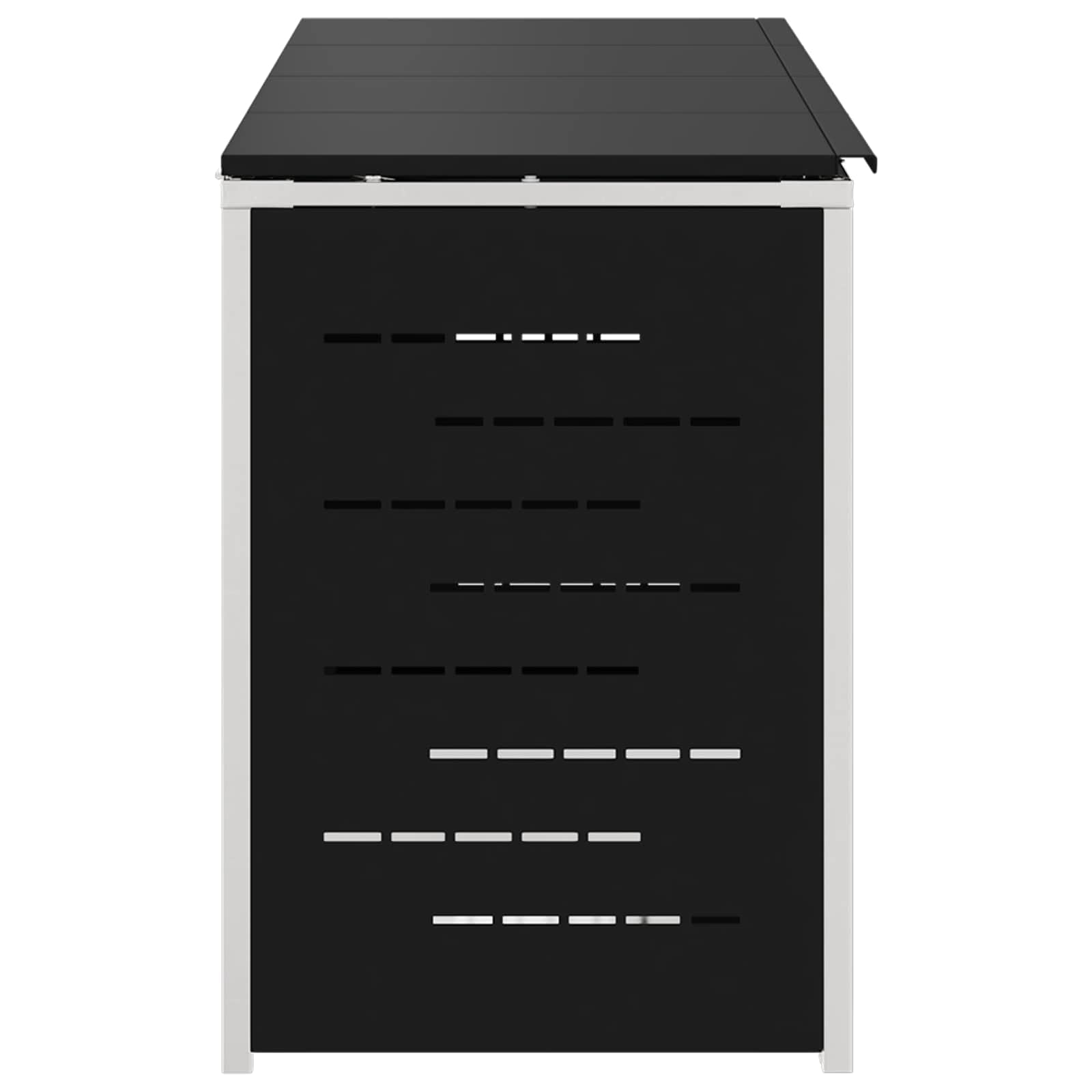 Mülltonnenbox Edelstahl Schwarz 4 Bins 240L | Erweiterbarer Schrank, Soft-Close Deckel, Magnetverschluss, Lüftungspanels