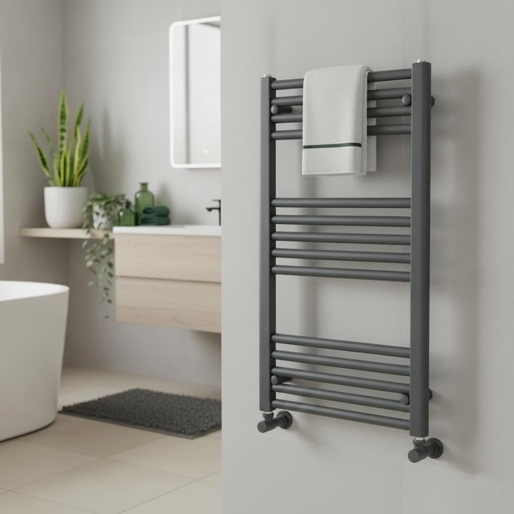 Antracite dritto scaldasalviette W500mm x H800mm piatto riscaldamento centralizzato asciugamano radiatore