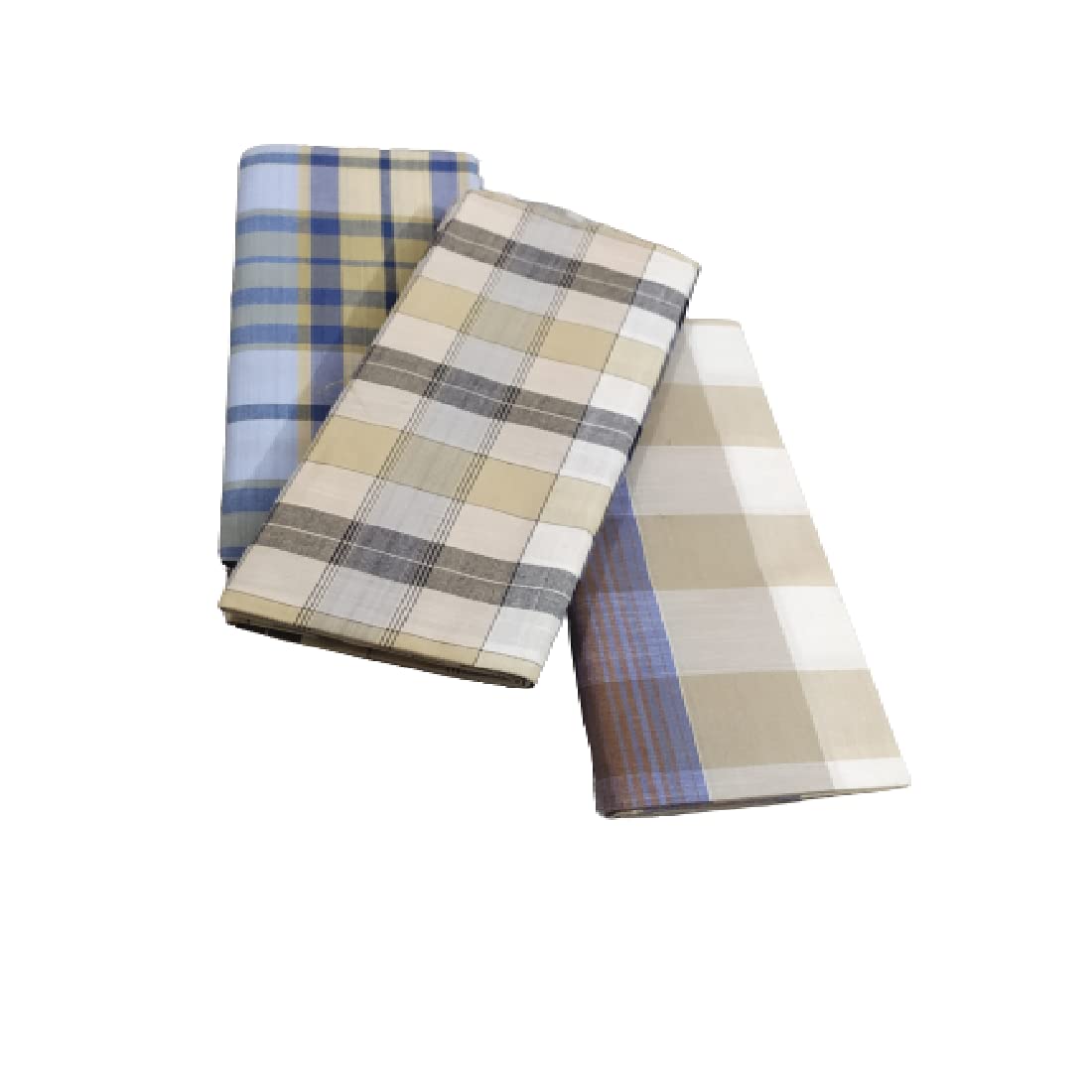 100% Cotton men's unstitched check lungi combo, Kerala Lungi (Mude) - Pack of 3 - Medium Check kaily munde - colour are assorted-_SAH137-image-29