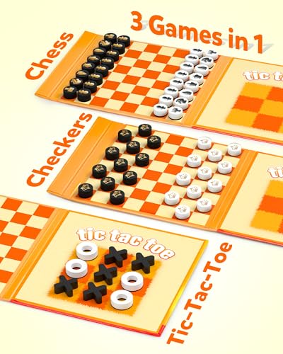 Juego de mesa 3 en 1 ajedrez magnético de viaje miniatura 2