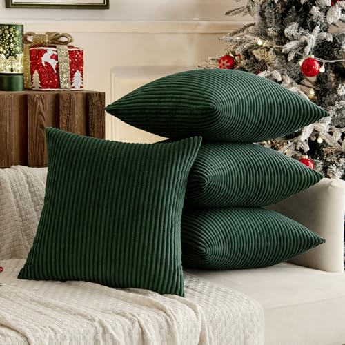 Image of MIULEE Soft Corduroy Decorative Throw Pillow Covers Army Green 20x20