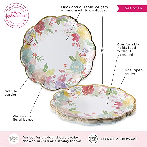 image for Kate Aspen Garden Blooms 9 in. Premium Decorative Paper Plates | Party