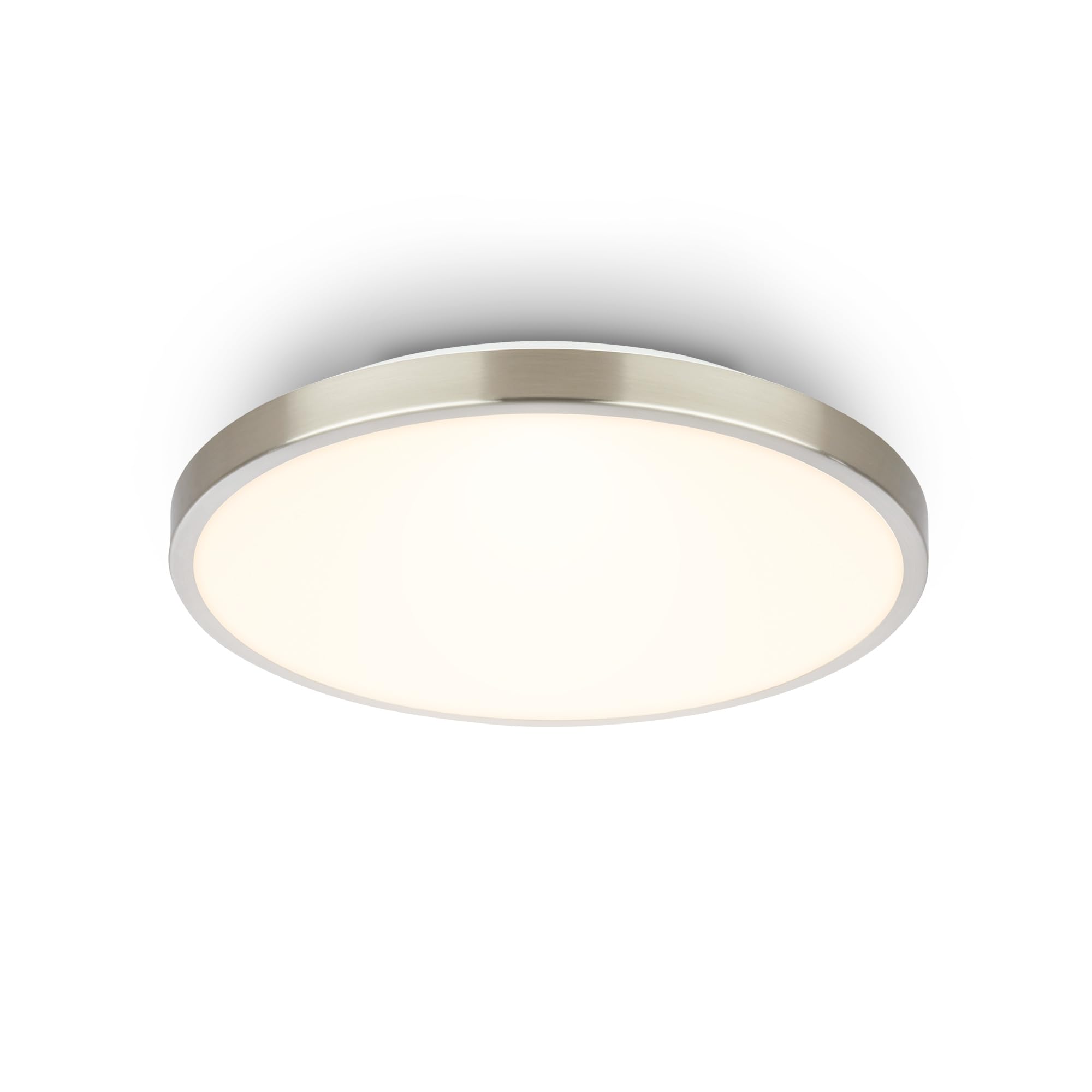 BRILONER - LED Ceiling Light with Decorative Cover, Warm White Light Colour, LED Light, Ceiling Lights for Living Room, Ceiling Lights Bedroom, Ceiling Light Lounge, 24 X 6 cm, Brushed Nickel