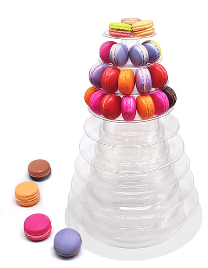 SicoVision 10 Tiers Round Macaron Tower Cake Stand Macaron Display Rack Cupcake Dessert Display Stand Cupcake Tower Party Supplies for Birthday Party Wedding and Baby Shower (10-Tiers)