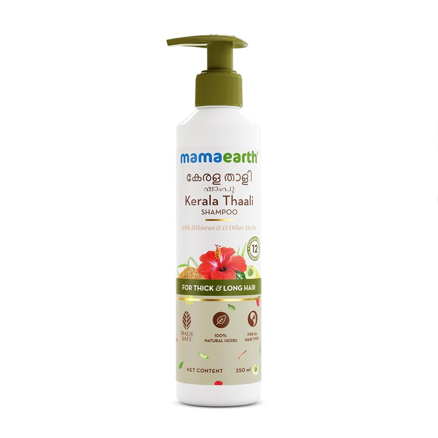 MAMAEARTH Kerala Thaali Shampoo with Hibiscus & 11 Other Herbs 8.45 Fl Oz/250 ml