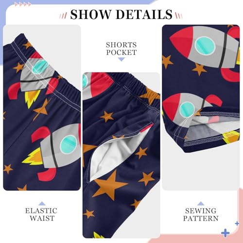 ZZXXB Rocket Stars Boys Long Pants Soft Trousers Elastic Waist Kids Lounge Bottoms with Pockets S-XL4