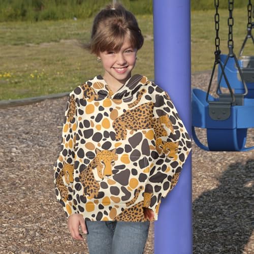 KLL Abstract Leopard Cheetah Skin Shapes Toddlers and Girls' Sweatshirt Crewneck Hooded Pullover Hoodies Kangaroo Pocket4
