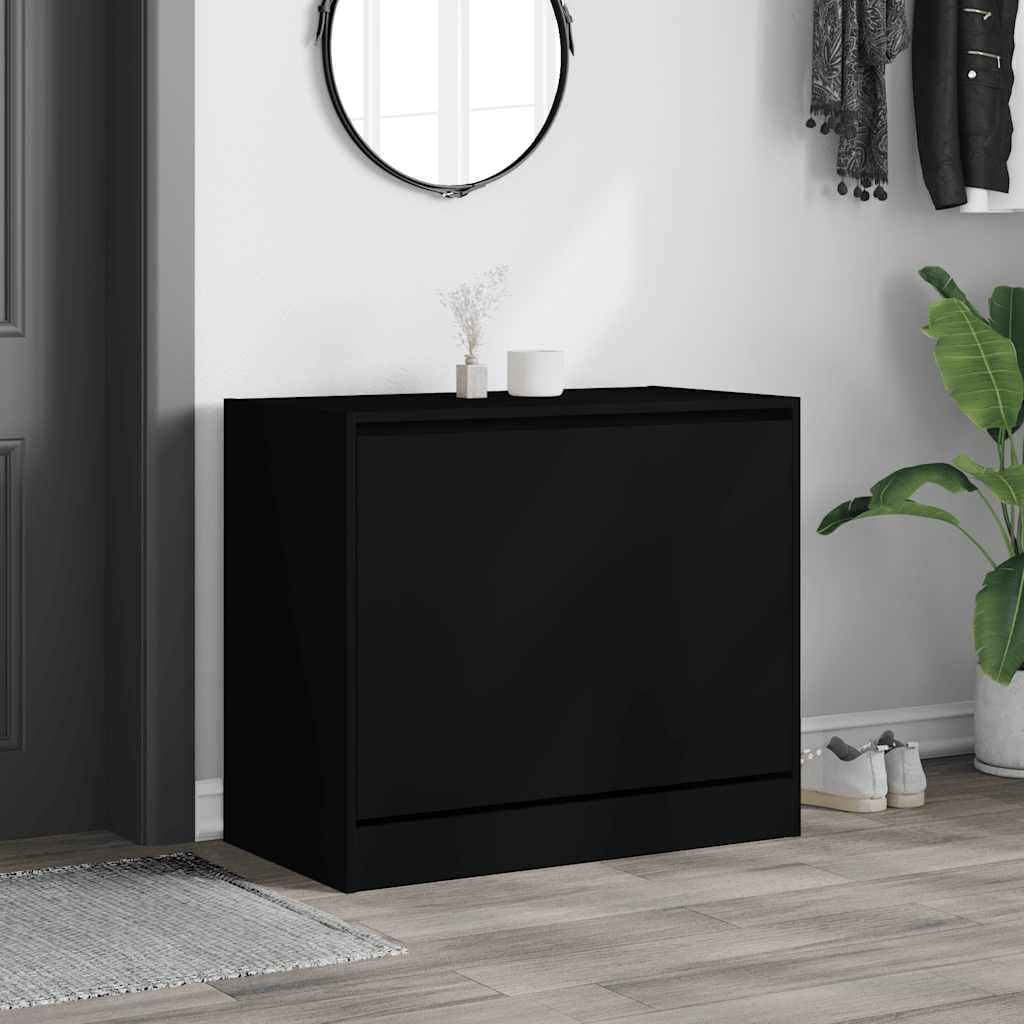 Armoire à chaussures noire - 80 x 42 x 69 cm - En bois