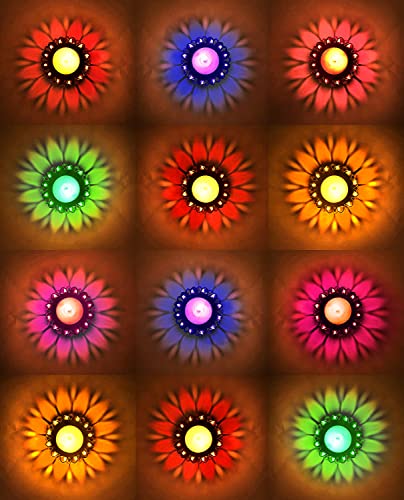 Image of CraftVatika 3D Reflection Diya, Diwali Decoration Items for Home Decor Transparent Multicolor Water Floating Reflections Plastic Oil Diya for Home Diwali Festival Decoration, (12 Diya) (Pack of 36)