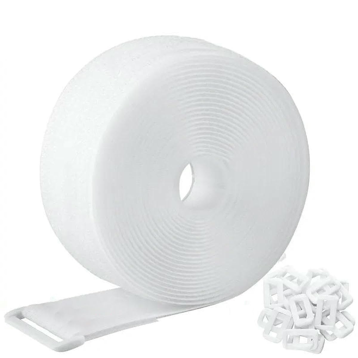 5/2/1Meter Reusable Fastener Hook and Loop Securing Straps with Buckles Adjustable Cable Straps Cut Length Nylon Cable Ties-White Width 38mm-1Meter 5Pcs Buckles