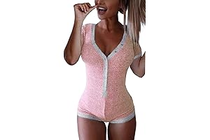 Women's Sexy Deep V Neck Short Sleeve Knitted One Piece Bodysuit
