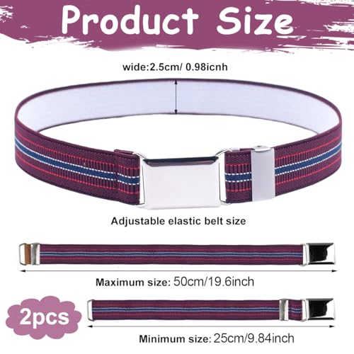 Image of GUSTAVE 2pcs Belt for Kids, Stretchy Kids Belt for Boys Girls, Fashion Adjustable Waist Belts, Elastic Silver Buckle Child Toddler Belts