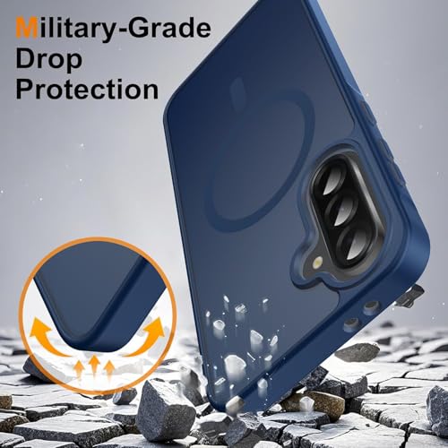Image of Elzzi Magnetic Magsafe Designed for Samsung A17 5G Case Translucent Matte Hard PC + TPU Back Cover [Compatible with MagSafe] Phone Case (Blue)