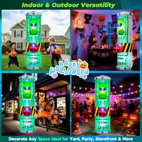 Aufblasbare Halloween-Alien-Raumkapsel mit LEDs, 2,4 m – Bild 4