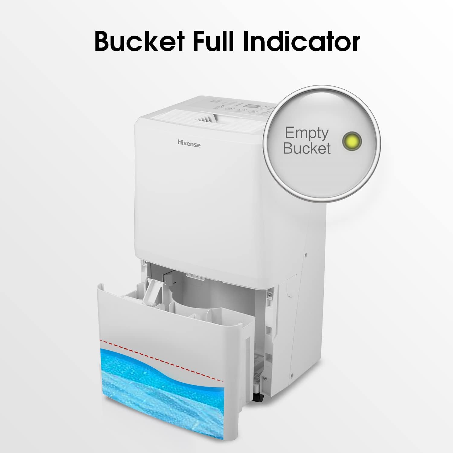 Hisense Dehumidifier with bucket full indicator and water bucket removed