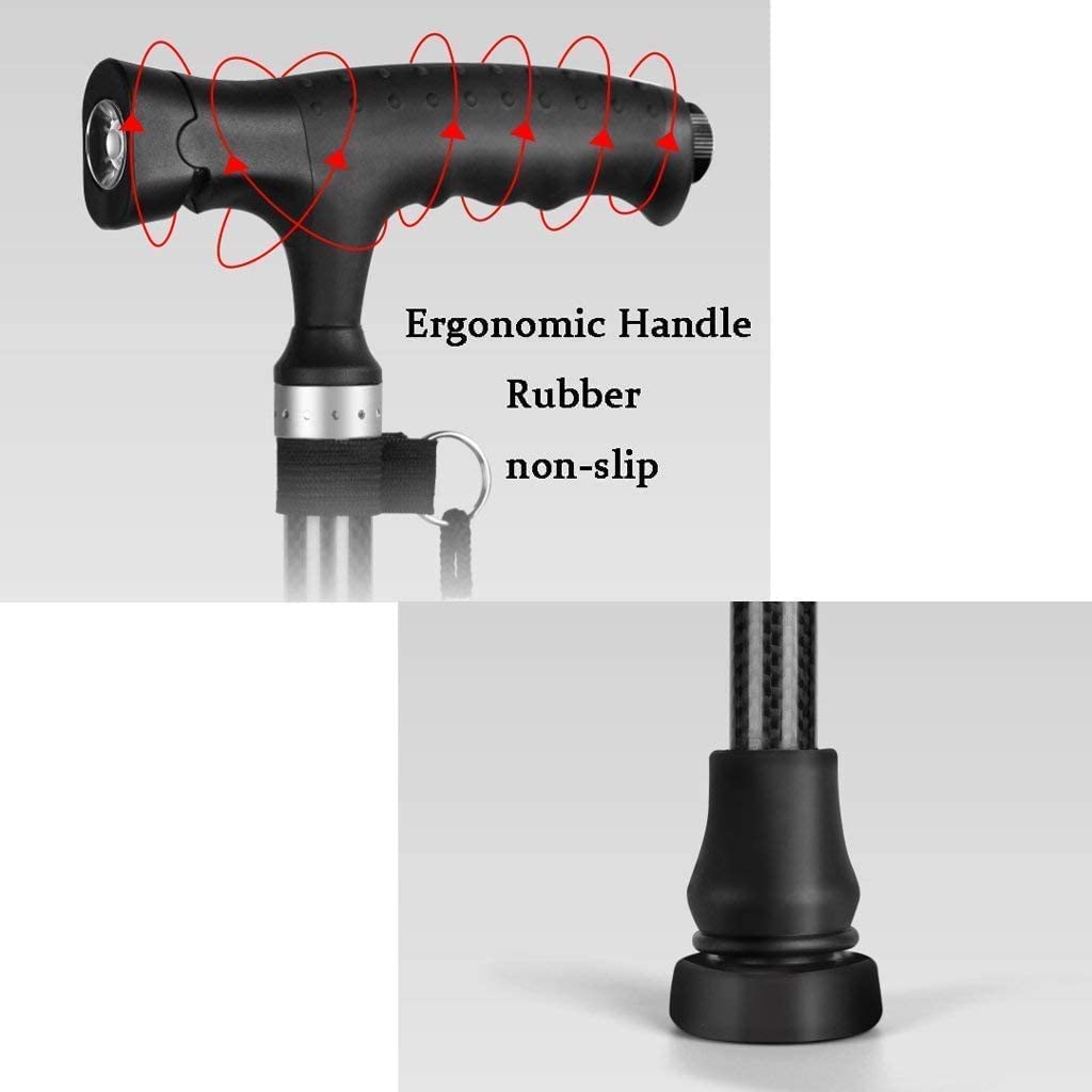 Bastones Bastón Muletas Bastones De Fibra De Carbono con Mango De Luz Led Ajustable 10 Niveles De Altura Ajustables para Hombres O Mujeres Mayores