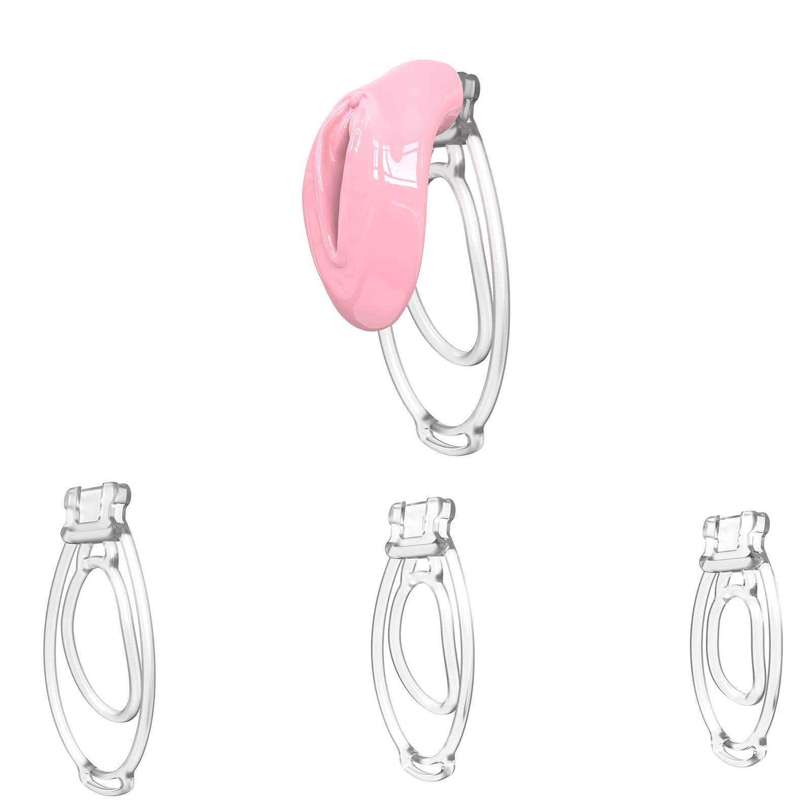 Male Silicone Chastity Cage Clip Sissy Small Chastity Devices BDSM Sex Flat Cock Cage for Sexual Adult (Pink)
