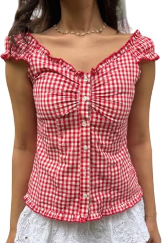 Image of Fairy Grunge Y2k Shirts Vintage Crop Tops Short Sleeve Girls Slim Fit Tees