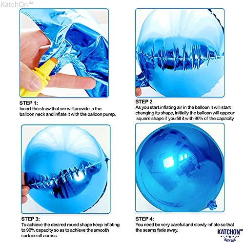 Image of KatchOn, Large Blue Mylar Balloons - 22 Inch, Pack of 6 | Royal Blue Metallic Balloons for Ramadan Decorations | Eid Decorations, Birthday, Gender Reveal, Baby Shower, Under The Sea Party Decorations