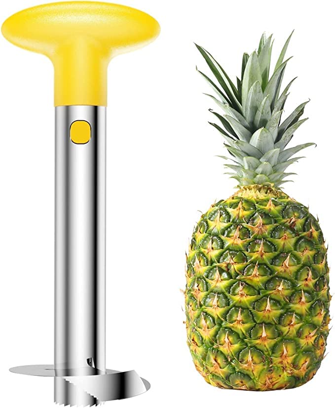 Mirfa Pineapple Corer and Slicer Tool, Premium Stainless Steel Pineapple Core Remover Tool with Detachable Handle, A Cutter for Home & Kitchen, Works as Pineapple Corer/Slicer/Peeler/Cutter (Yellow)