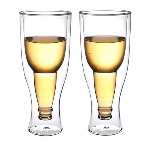 soulnioi Lot de 2 verres à bière à double paroi isolés à l'envers 350 ml