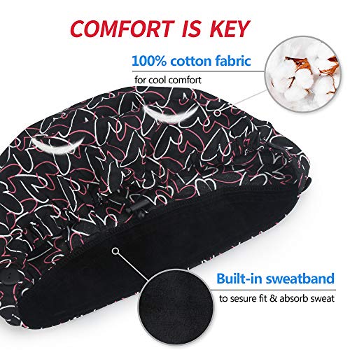 Image of ABAMERICA Bouffant Caps with Button and Sweatband, Adjustable Scrub Caps for Women Men, One Size Multi Color