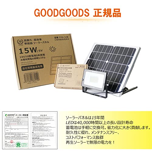 GOODGOODS GOODGOODS 20W LED 防犯ライト ソーラーライト TYH-20WE の商品画像 8