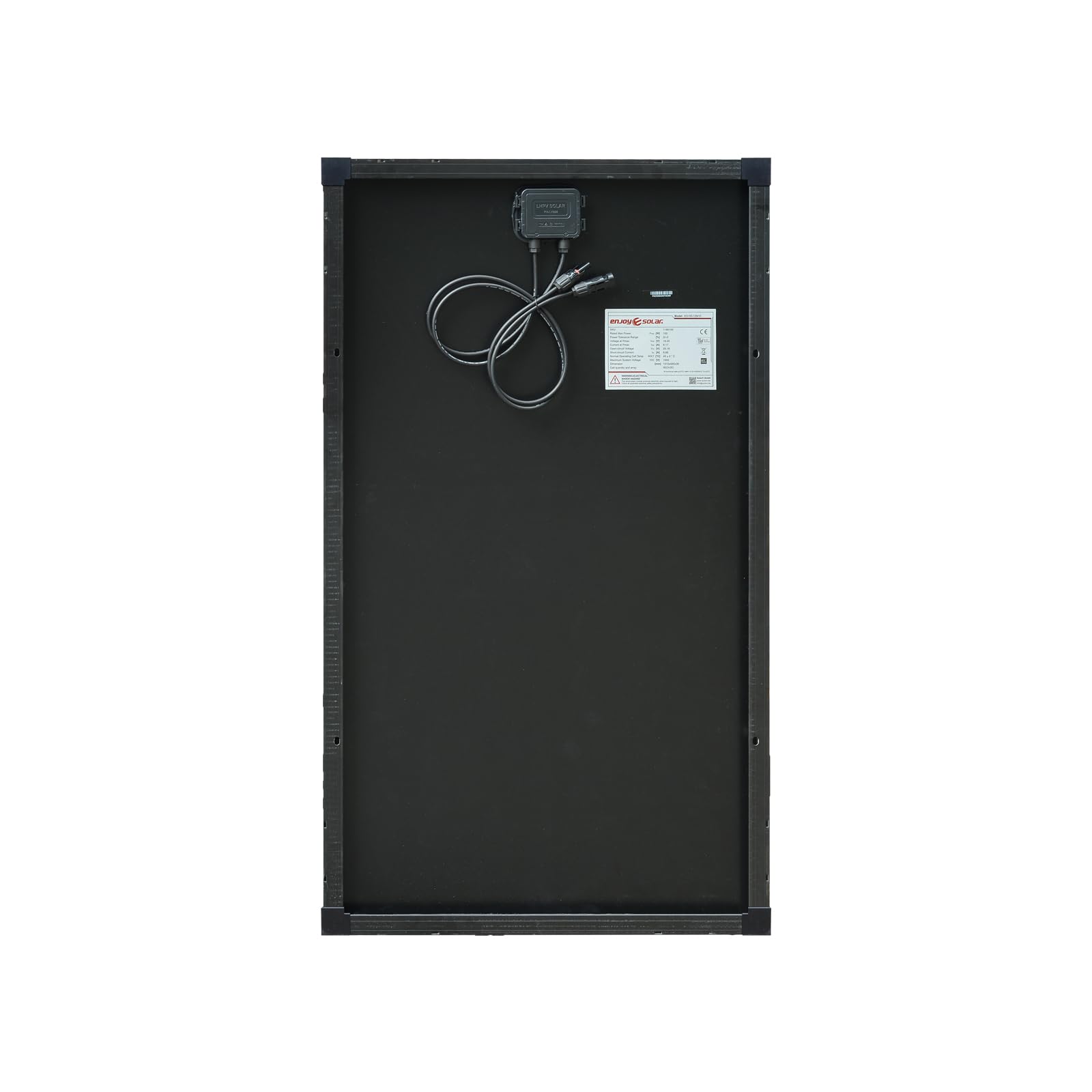 enjoy solar® Panel solar monocristalino 100W 12V con tecnología HPBC – Alta eficiencia 25%, células solares de 182mm, Full Black, ideal para autocaravana, balcones, caseta de jardín y barco