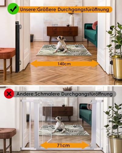 derimkcoa Treppenschutzgitter Ausziehbar für Babys, 0-140 cm Baby Absperrgitter Türschutzgitter Treppenschutzrollo,Tierschutzgitter Geeignet für Treppen/Türen/Innen & Außen (Schwarz)