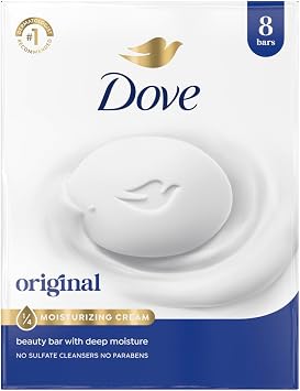 Dove Beauty Bar Gentle Skin Cleanser Moisturizing for Gentle Soft Skin Care Original Made With 1/4 Moisturizing Cream 3.75 oz, 8 Bars