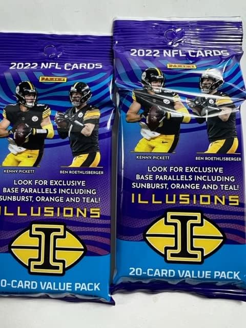 Panini Illusions Football NFL - Juego de 2 paquetes de grasa jumbo para violonchelo, 40 tarjetas intercambiables en total, 20 tarjetas por paquete