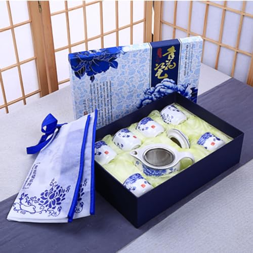 Image of Chinese Ceramic Tea Set,Porcelain Teapots With 6 Teacups,Kungfu Tea Service (peony)