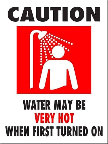 Xewazd A827 Retro Vintage 8"X12" Sign - Caution Water May Be Very Hot (When First Turned On), Wall Decor Plaque For Home Bar Pub Kitchen Restaurant