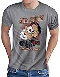 OM3® ACES-Garage T-Shirt - Herren - Motor Engine Power Hod Rod Amercian Cars - Grau Meliert, 3XL