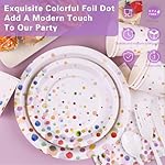 Colorful Birthday Plates and Napkins 168PCS Happy Birthday Party Plates Set for Holiday Party Supplies Bubble Decorations,Confetti Colorful Paper Plates Disposable Tableware Serve 24 - Image 3