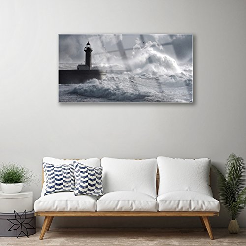 Impression sur verre acrylique 100x50 cm pour décoration murale moderne avec phare et lac