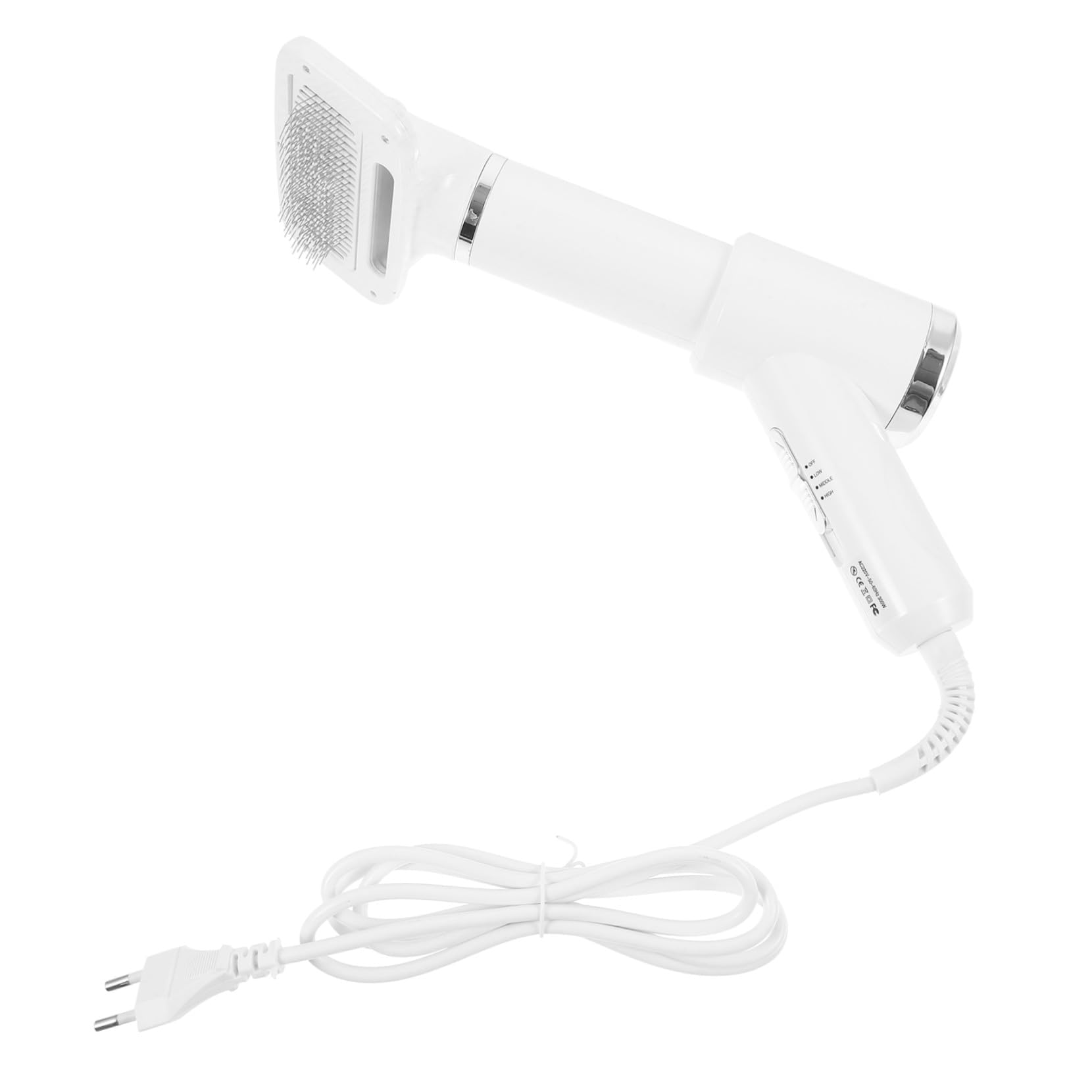 Peigne Sèche-cheveux pour Toilettage Chien et Chat, Blanc Portable | Plastique, Fonction Démêlante et Sûre, Format Compact pour Propriétaires D’animaux