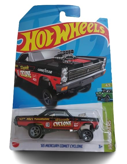 Hot Wheels 65 Mercury Comet Cyclone 4/5 Hw Gassers 199/250 Die Cast Car 1:64 Scale Car New Edition 2023,Black
