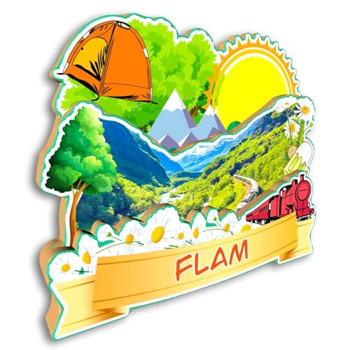 Imán decorativo de madera Flam Noruega 3.5 pulgadas miniatura 3