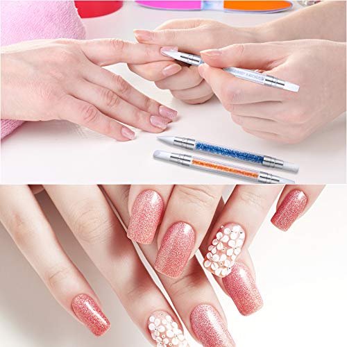 10 Pieces Nail Acrylic Pen Dual Tipped Silicone Rhinestone Nail Polish Carving Pen Silicone Head Acrylic Handle Nail Art Brushes Manicure Diy Brush Dotting Tools For Home Salon #TOP5