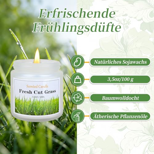 Duftkerzen, 6 x Duftkerzen Geschenke für Frauen, 21 oz Sojakerzen für zu Hause, Frühlingsgeschenkset für Frauen, Freesie/Rose/Nach dem Regen/Gardenie/Frisch geschnittenes Gras/Meeresbrise – Bild 3