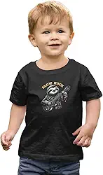 Camiseta Infantil Menino Menina Slow Rock Preguiça Guitarra Tamanho:8;Cor:Preto