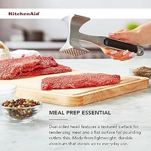 KitchenAid Gourmet Multi Sided Meat Tenderizer for Pounding Meats, Nuts, Shellfish, ect, Hang Hole for Easy Storage, Hand Wash, One Size, Black KitchenAid Gourmet Multi Sided Meat Tenderizer for Pounding Meats Nuts Shellfish ect Hang Hole for Easy Storage Hand Wash One Size Black
