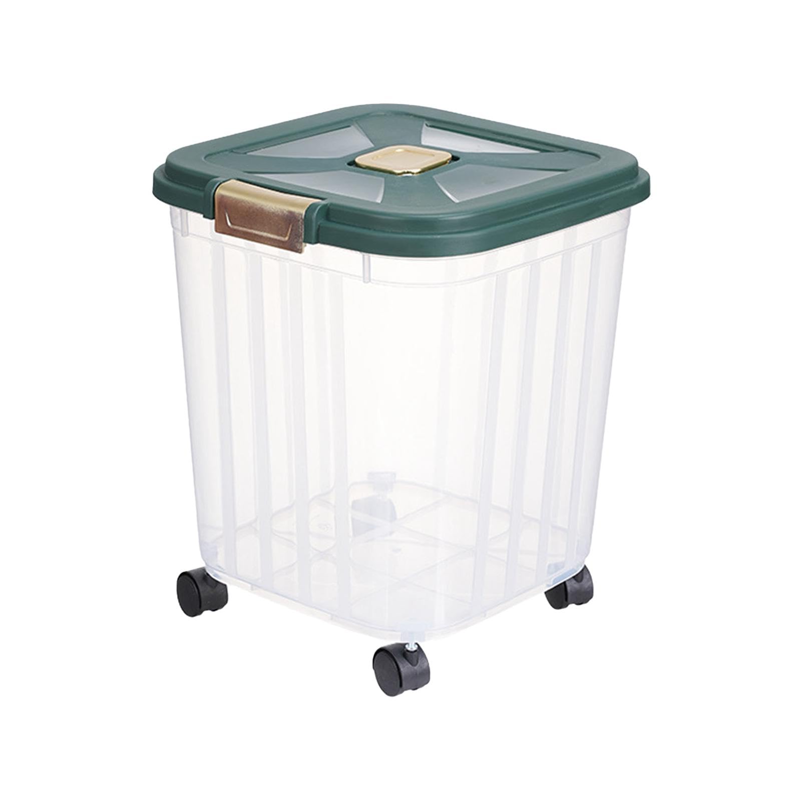 rockible Bac de Stockage de Riz Conteneur de Nourriture sèche Conteneur de Stockage de Riz scellé hermétiquement Bac de Support de Nourriture avec Roulette, Vert 25kg