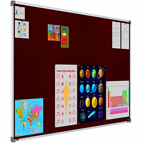 Image of Scholar Art Metis 4x8 Feet Fabric Pin-up Board for Office, Home & School | High Strength Velvet Cloth + High Density Soft Board for Pinning Photos, Sticky Notes & Reminders (Maroon)