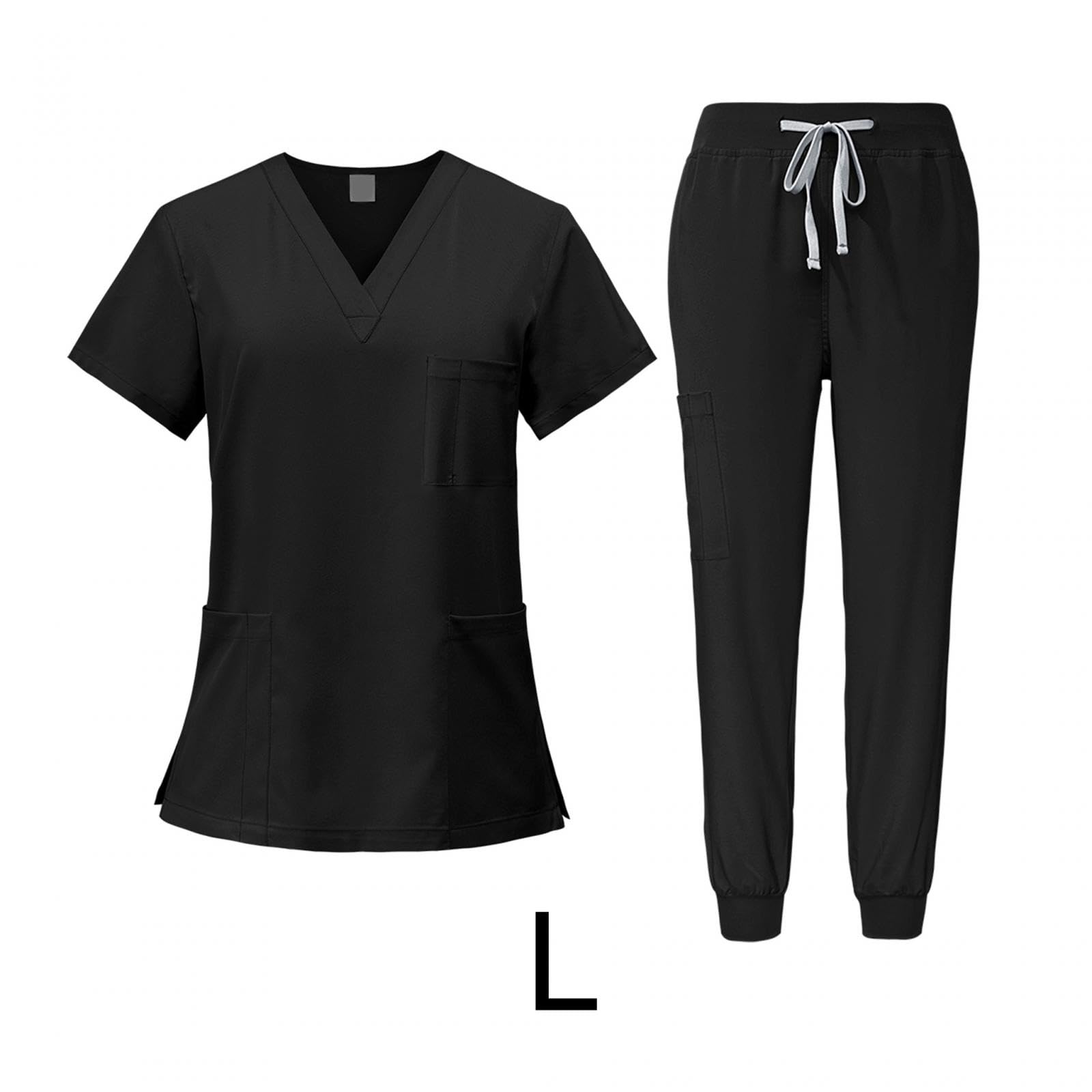 Harilla Medizinische Uniformen Unisex-Kittel-Set, Slip-on-Tunika und Hose für Krankenschwestern, medizinische Arbeitskleidung Arzt-Uniform mit Elasthan, Damen-Kurzarm-Oberteil mit Hose